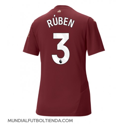 Camiseta Manchester City Ruben Dias #3 Tercera Equipación Replica 2024-25 para mujer mangas cortas